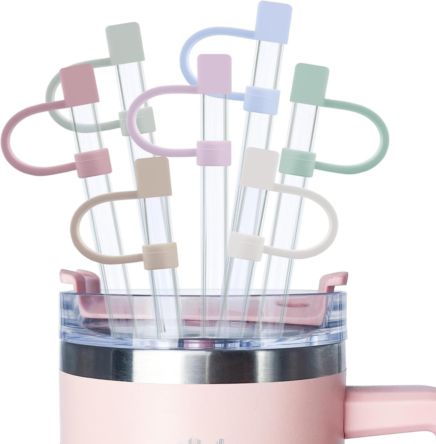 7Pcs 0.4in/10mm Diameter Silicone Straw Covers Cap Compatible with Stanley 20 30&40 Oz Cup, Straw Toppers for Stanley 40 Oz Tumbler with Handle, Dust-Proof Straw Caps for Water Bottle