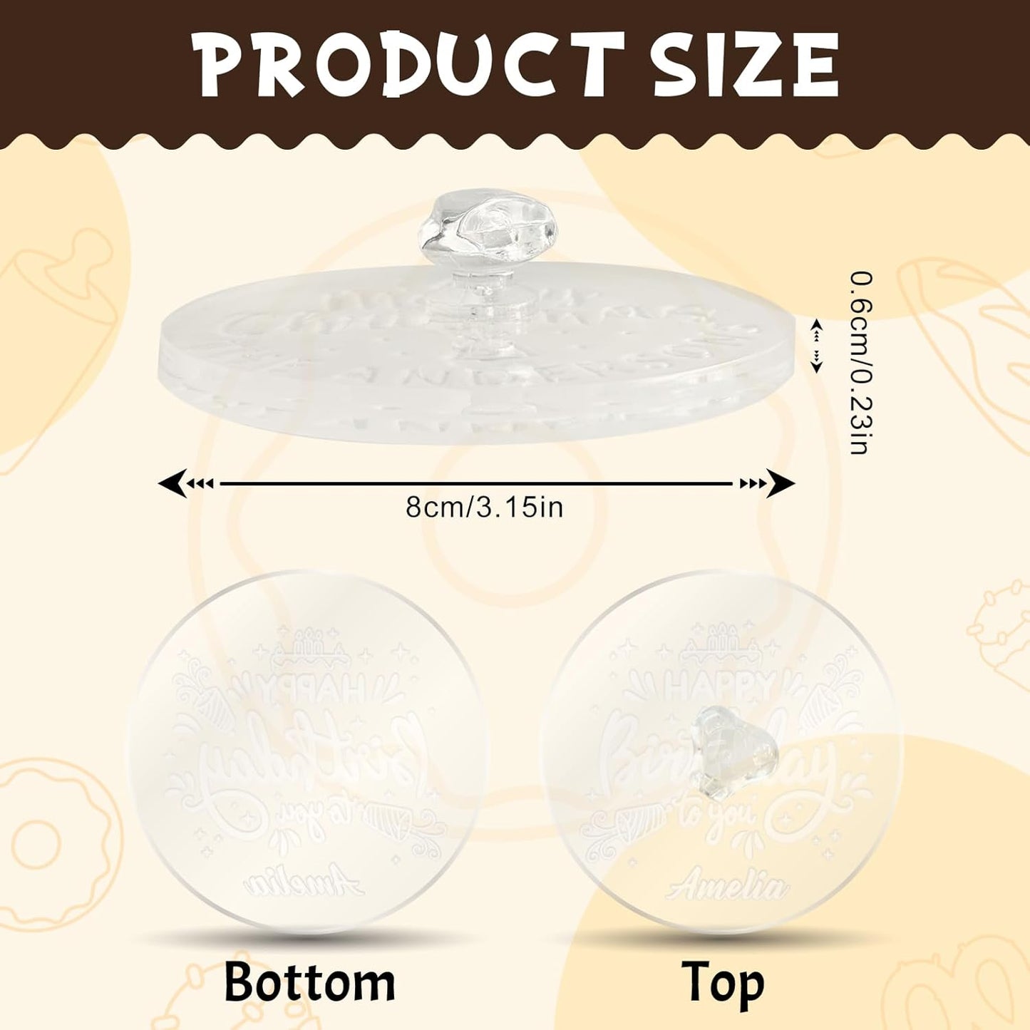 Personalized Birthday Cookie Stamp Custom Acrylic Cookie Embossing Mold with Handle for Baking Decoration