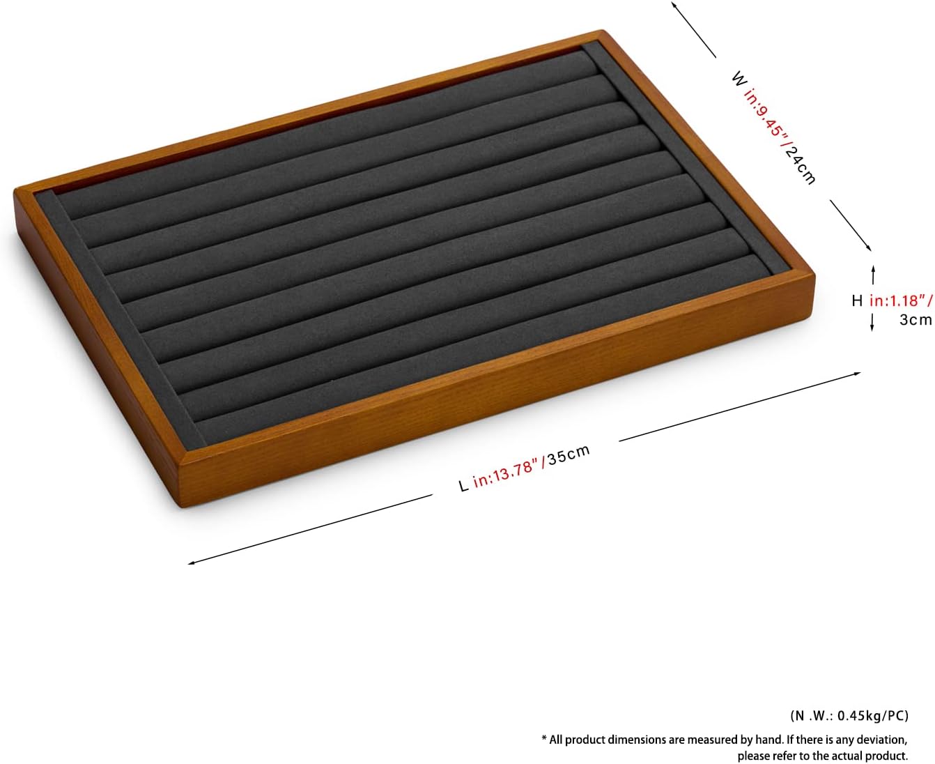 Oirlv Solid Wood Jewelry Tray Ring Earring Display Showcase Jewelry Organizer