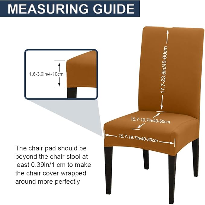 JQinHome 4 Pcs Dining Chair Slipcover, High Stretch Removable Washable Chair Seat Protector Cover for Home Party Hotel Wedding Ceremony