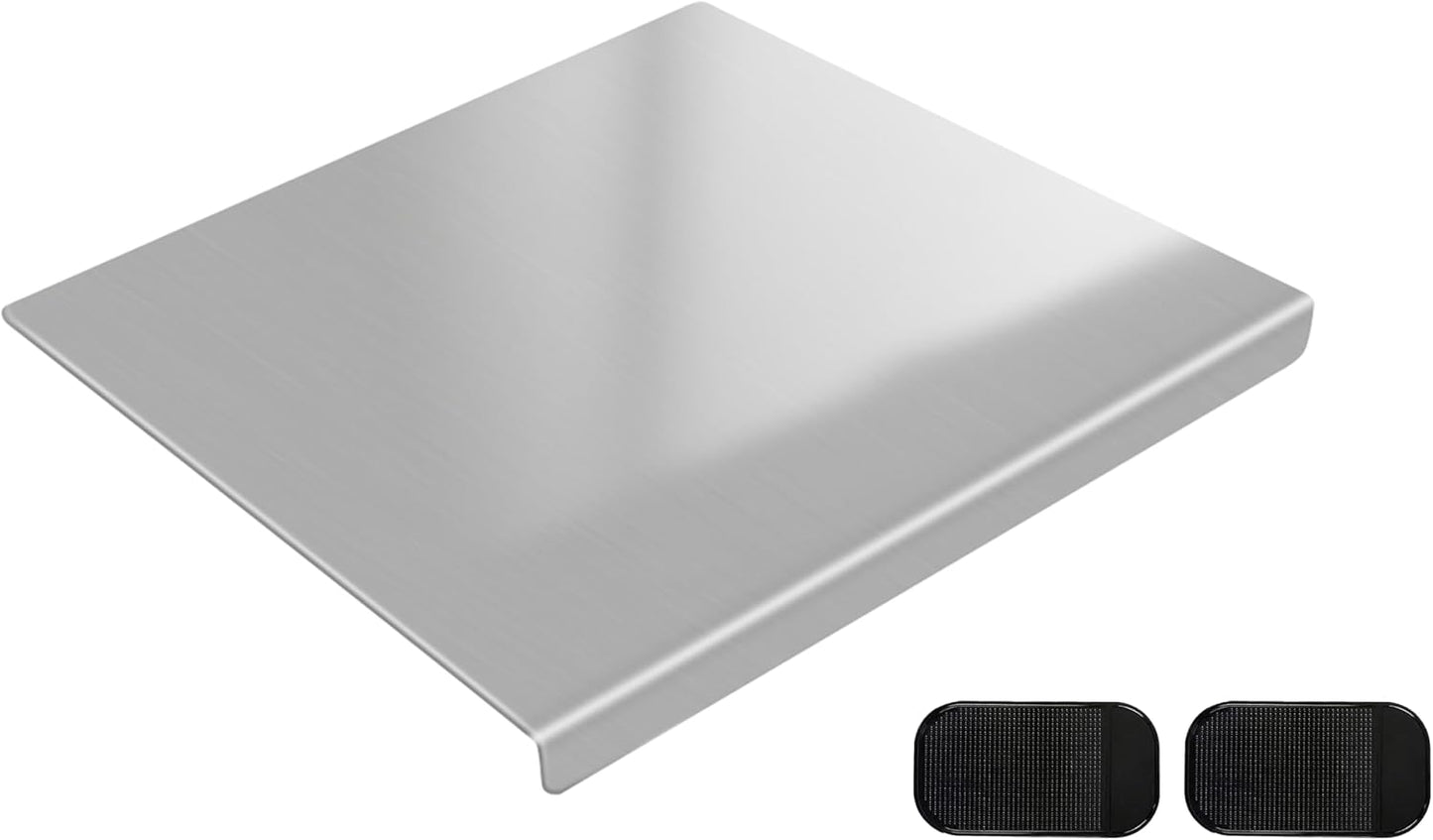 304 Stainless Steel Cutting Board with 2 Pack Non-Slip Mats, Yoposeo Heavy Duty Baking Cutting Chopping Boards for Kitchen, Meat, Fruits, Vegetables, Bread and Baking (15.7" X 11.8"/ 40 X 30cm)