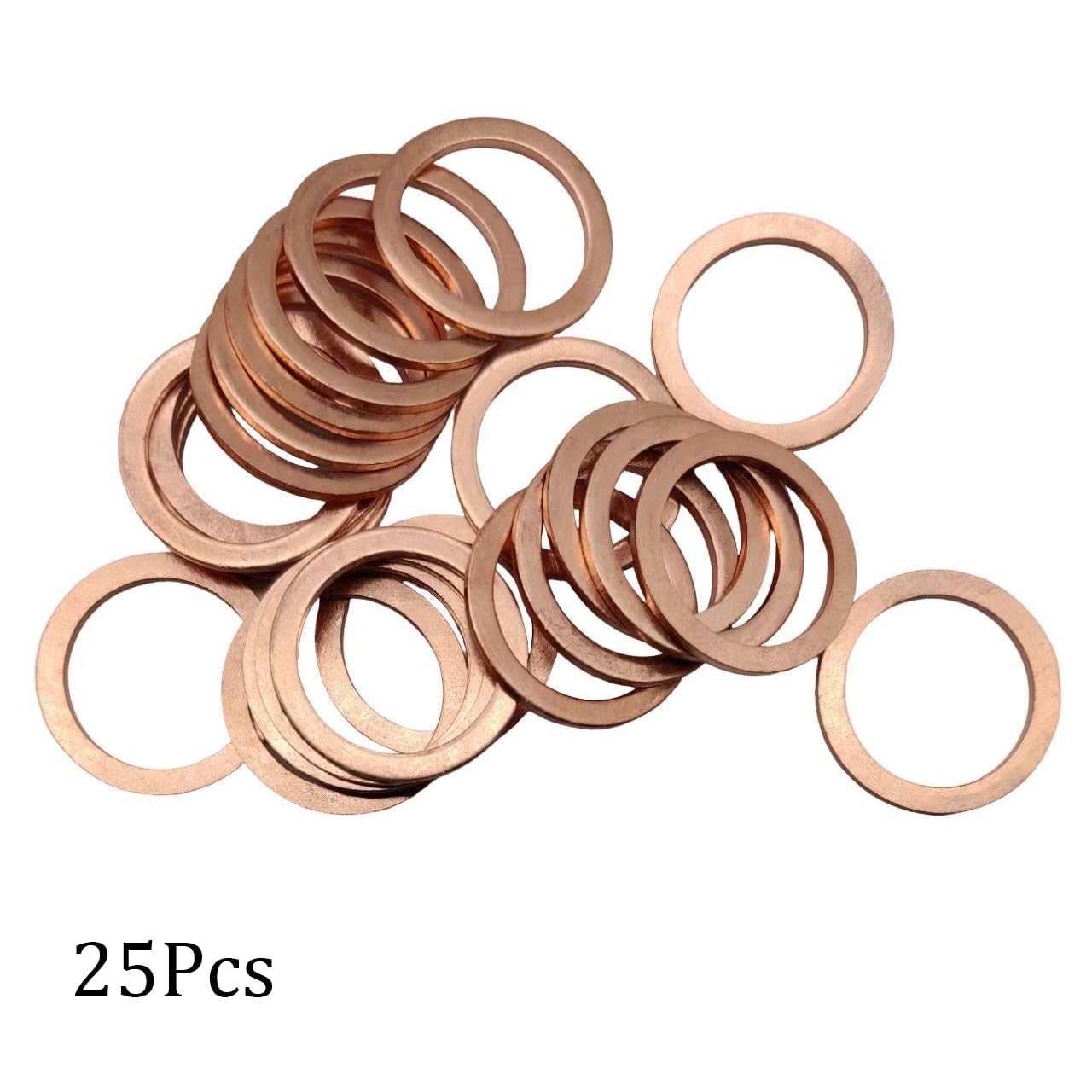 M20 Flat Washer Copper Sealing Ring, 20mm ID 26mm OD 1.5mm Thickness Metric Sealing Gasket, 25 Pieces