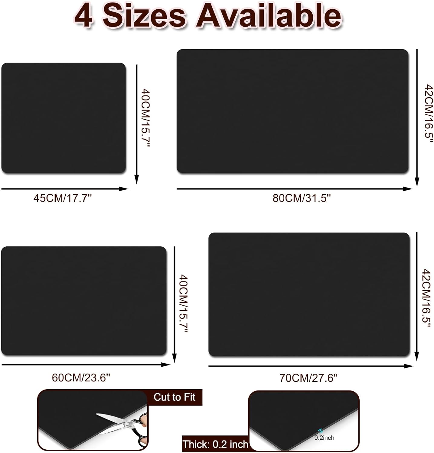 Dish Drying Mat for Kitchen, 15.7’’ X 17.7’’ Coffee Bar Mats for Countertop Fit Under Coffee Maker, Hide Stain Rubber Backed Espresso Machine Absorbent Drying Pad, Black