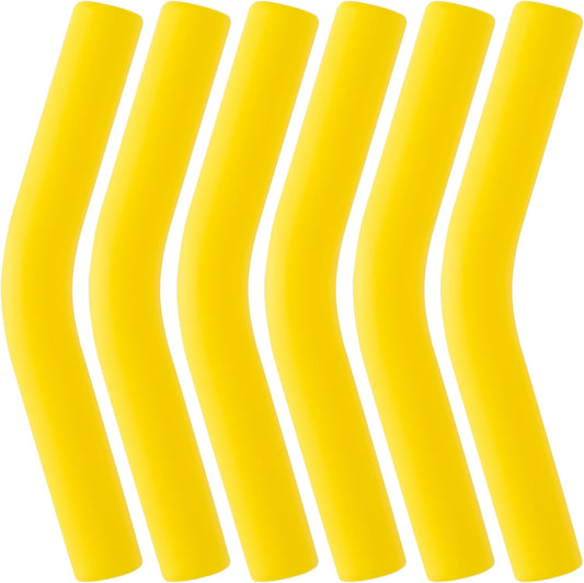 6Pcs Metal Straw Silicone Tips 5/16 IN Wide(8mm Outer Diameter) Food Grade Rubber Straw Covers Yellow Flex Elbow Replacement Tip for Stainless Steel Metal Straws