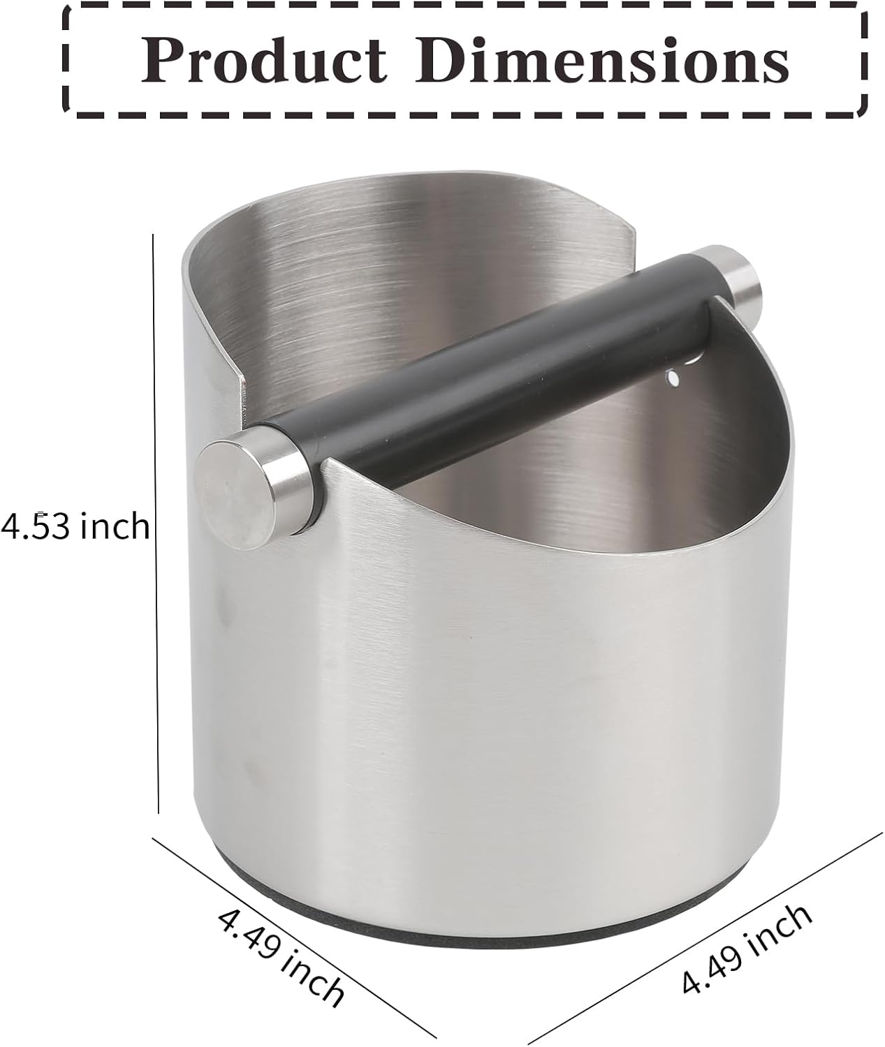 Italian Espresso Tapping Box, Stainless Steel Coffee Grinding Tapping Box, With Detachable Tapping Rod And Anti Slip Rubber Base (Silver-S)