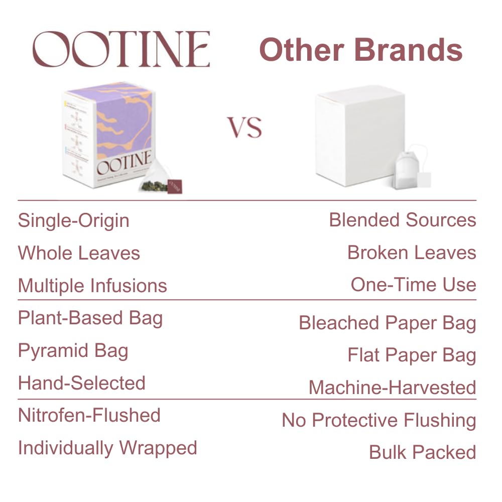 OOTINE Oolong Tea Bags – Taiwan Tea Loose Leaf Gift Set (3 Flavors, 9 Pyramid Sachets), Individually Wrapped, Handcrafted, Single-Origin Taiwanese Oolong, Multiple Infusions