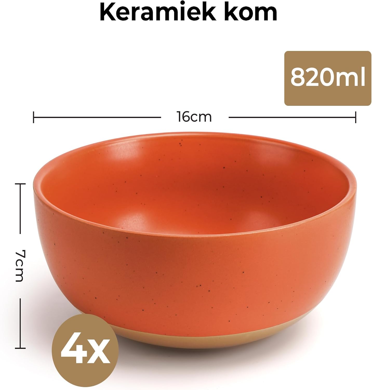 MIAMIO – Set of 4, 28 Ounce Ceramic Soup Bowls/Cereal Bowl Set for Salad, Oatmeal, Fruit, Rice – Dishwasher & Microwave Safe – Aura Collection (Cozy Neutral, Bowls (4x))