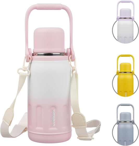 BJPKPK Insulated 27oz Thermos Water Bottle with Lid and Carry Handle Stainless Steel Water Bottles for School,Pink Pearl