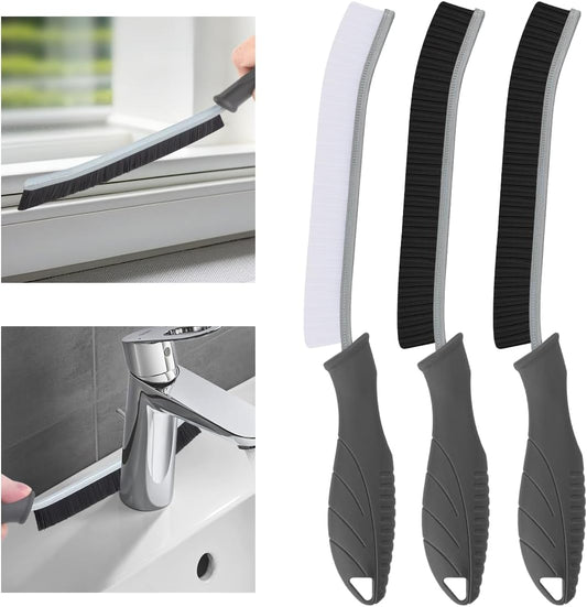 3Pcs Hard Bristle Crevice Cleaning Brush, Scrub Brush, Kitchen Sink Cleaning Brush, Grout Brush, Corner Brush Cleaning Tools for Toilet, Bathroom, Gap, Home, Household, Window (3, Grey)