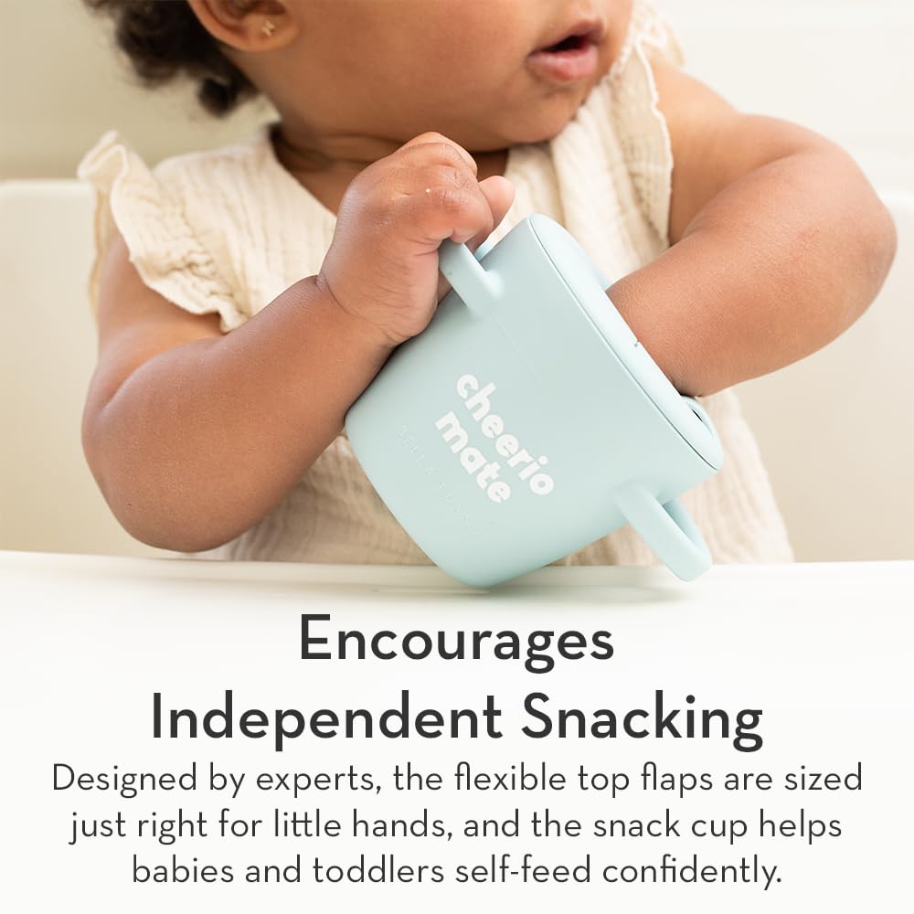 Bella Tunno Happy Snacker – Spill Proof Snack Cups for Toddlers and Babies, Snack Containers Made from Silicone BPA Free, Soft Opening & Removable Lid (Sir Snacks A lot)
