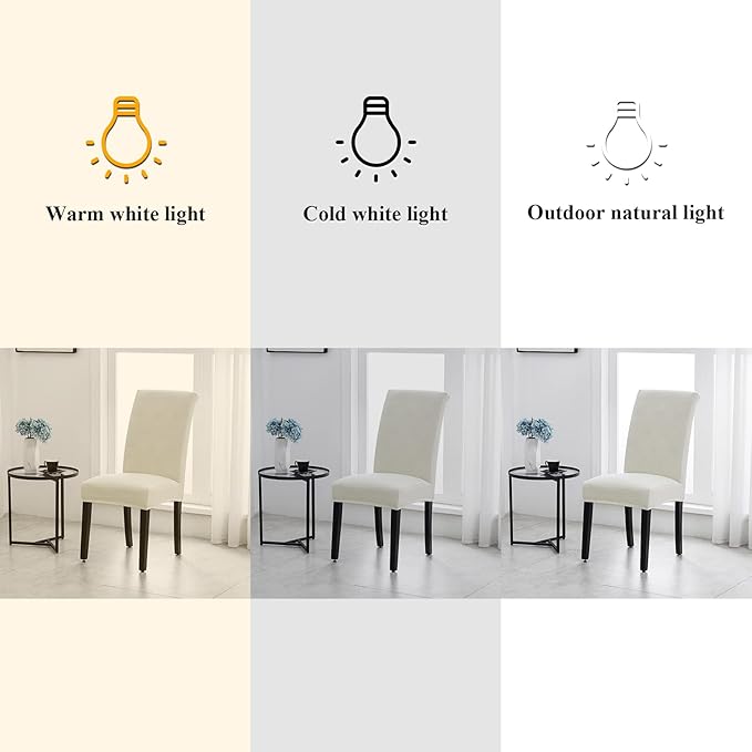 Joccun Chair Covers for Dining Room Set of 4, Dining Chair Slipcovers Stretch Dining Room Chair Covers Seat Protector,Washable Parsons Chair Cover for Home,Hotel,Banquet(Ivory,4 Pack)