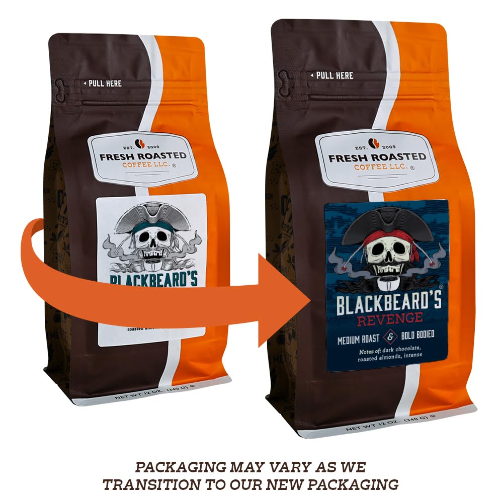 Fresh Roasted Coffee, Blackbeard's Revenge, 2 lb (32 oz), Medium Roast, Kosher, Whole Bean