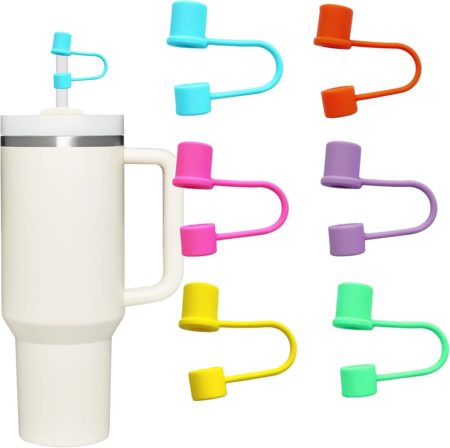 Straw Cover Caps, Straw Toppers for 10MM/0.4inch Straws, Food Grade Silicone, 12pcs-Basic-HotPink