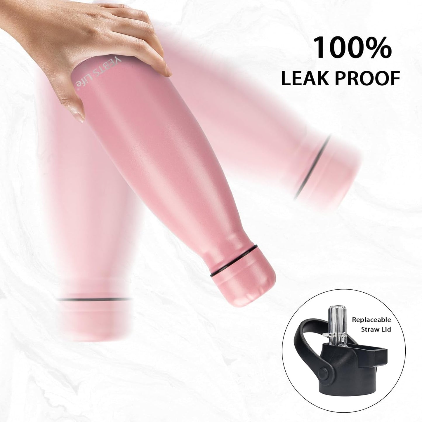 Insulated Water Bottle, 2 Pack-12oz Stainless Steel Water Bottles with straw lid, Metal Sports Water Bottles for Boys,Girls, Double Wall Vacuum BPA-Free Flask for School,Sports (Pink-Green)