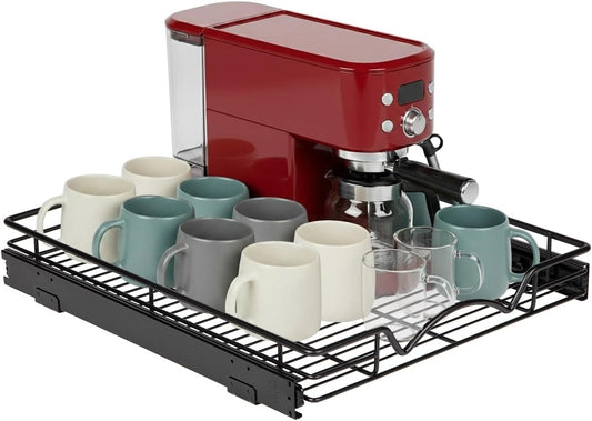 HOLDN’ STORAGE Pull Out Cabinet Organizer, Heavy Duty Caddy w/Lifetime Limited Warranty -17”W x 21”D - Requires At Least 18-1/4” Cabinet Opening, Steel Metal Cabinet Drawers Slide Out, Black