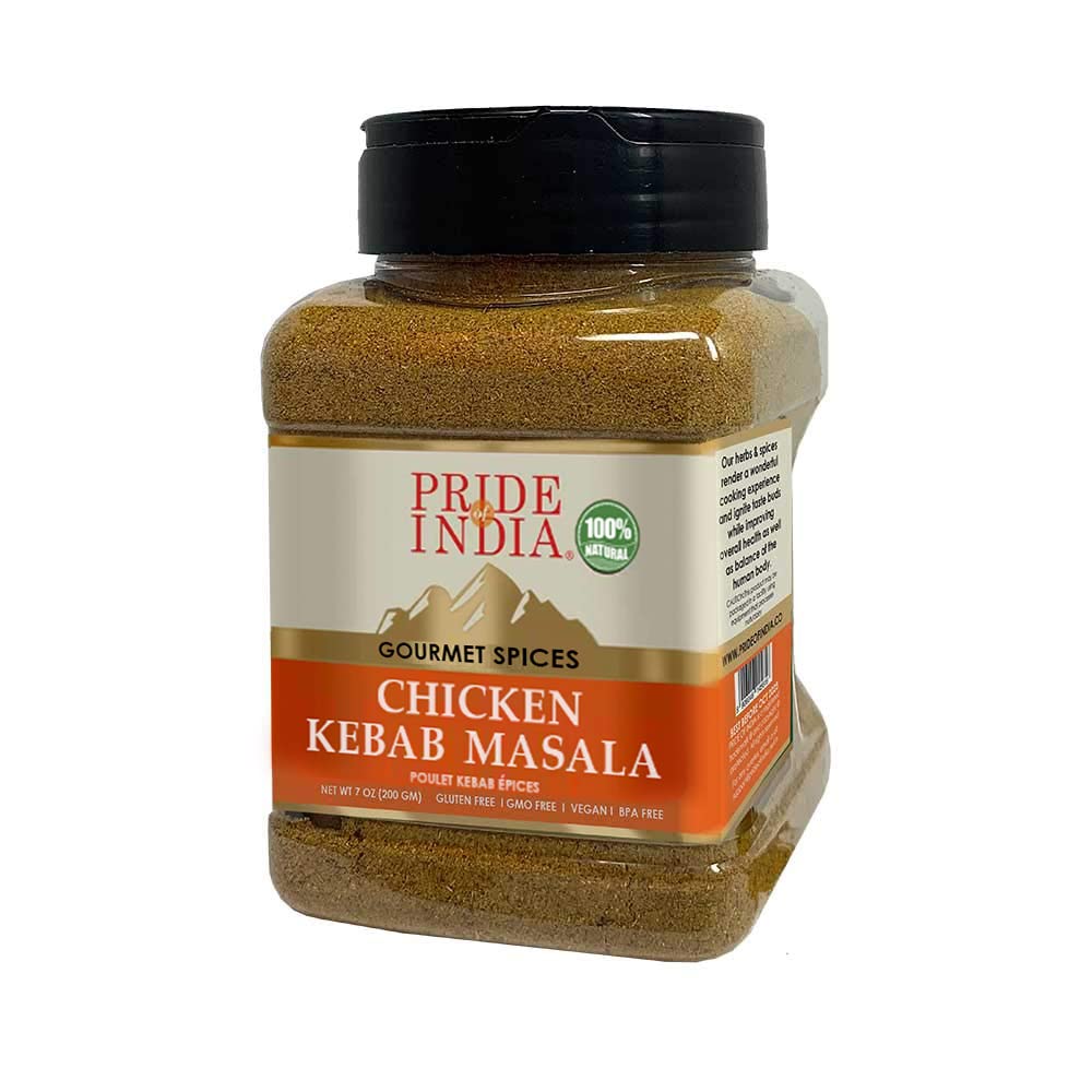 Pride of India – Butter Chicken Kebab Seasoning Spice – Gourmet Spice Blend – Artisanal Rub – Good for Chicken Meat & Paneer – Preservatives Free – 7 oz. Medium Dual Sifter Jar