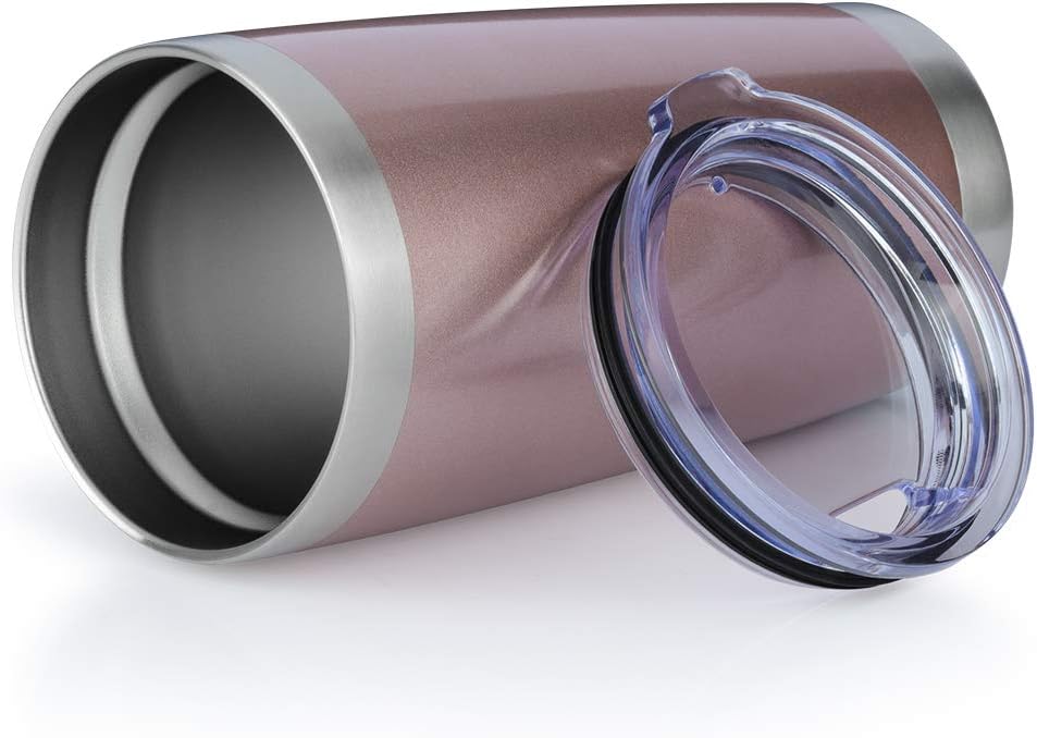 20oz Tumbler Bulk Stainless Steel Vacuum Insulated Tumblers with Lid Double Wall Travel Mug Durable Powder Coated Coffee Cup, Suitable for Ice Drinks and Hot Beverage (Rose gold 1pack)