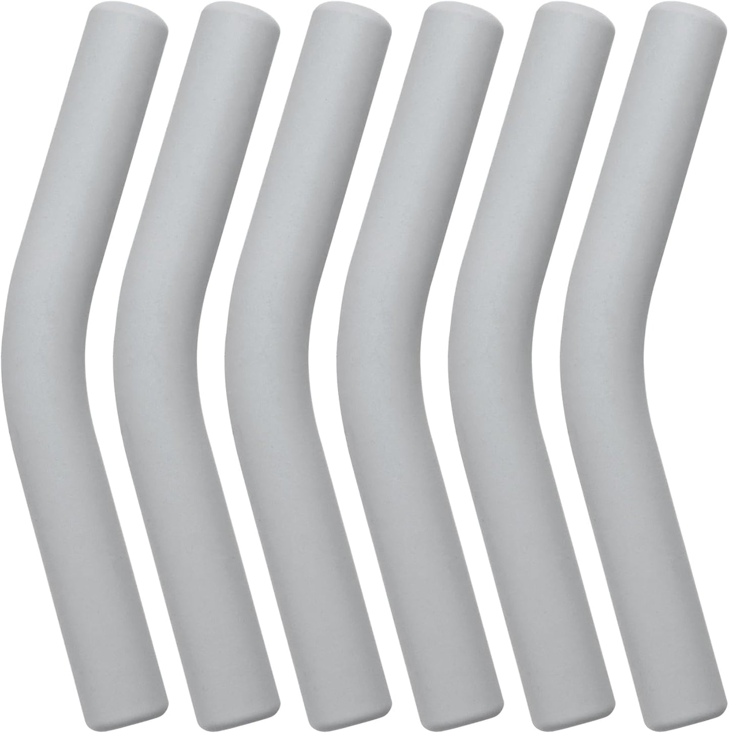 6Pcs Metal Straw Silicone Tips 5/16 IN Wide(8mm Outer Diameter) Food Grade Rubber Straw Covers Gray Flex Elbow Straw Replacement Tip for Stainless Steel Metal Straws