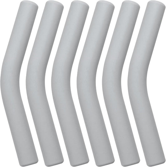 6Pcs Metal Straw Silicone Tips 5/16 IN Wide(8mm Outer Diameter) Food Grade Rubber Straw Covers Gray Flex Elbow Straw Replacement Tip for Stainless Steel Metal Straws
