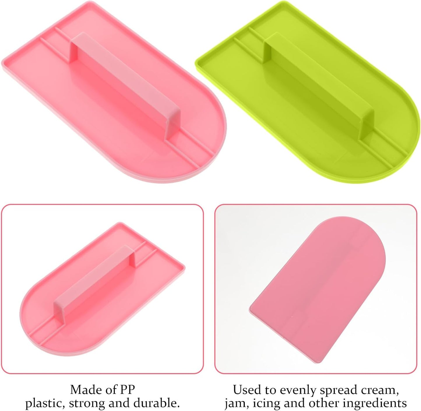2 PCS Fondant Smoothing Tool, Cake Decoration Icing Smoother, Plastic Fondant Icing Smoother Polisher, Icings Scraper Paddle Tool for Cake Decoration Tools (Pink, Green)