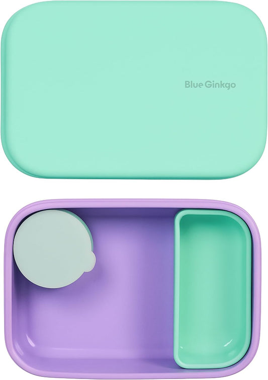 BLUE GINKGO Silicone Lunch Box Set – Durable Heavy-Duty Silicone Bento Box, Microwave, Freezer, Dishwasher Safe – Airtight, BPA Free (Made in Korea, Purple)