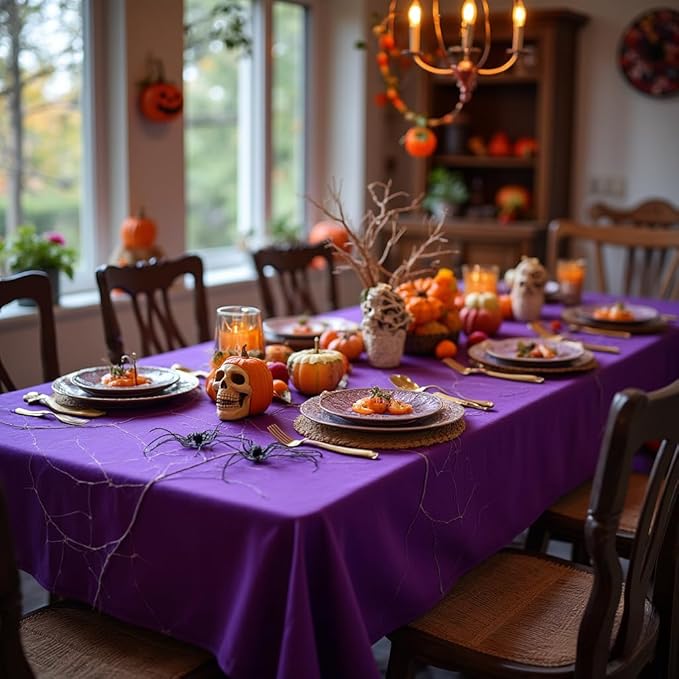 sancua Rectangle Tablecloth - 54 x 108 Inch - Stain and Wrinkle Resistant Washable Polyester Table Cloth, Decorative Fabric Table Cover for Dining Tables, Buffet Parties and Camping, Purple