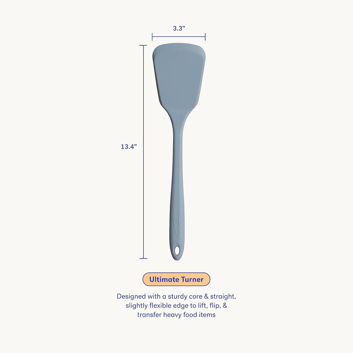 GIR: Get It Right Silicone Spatula Turner - 13-Inch Slate - Heat-Resistant & Non-Stick Core with Flexible Tip - Pancake Flipper - Dishwasher Safe