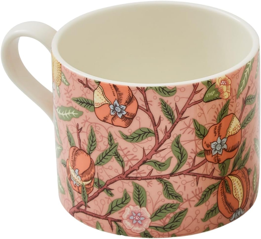 Spode Morris & Co Porcelain Mugs, Set of 2-12oz Microwave and Dishwasher Safe Tea & Coffee Cups for Kitchen Countertop or Home Brew Coffee Station, Great Gift for Mothers (Fruit & Honeysuckle)