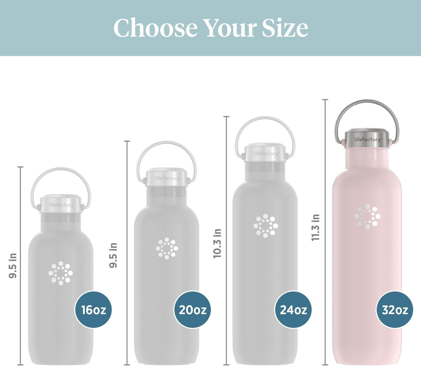 Lifefactory 32-Ounce Stainless Steel Vacuum-Insulated Sport Bottle, Desert Rose