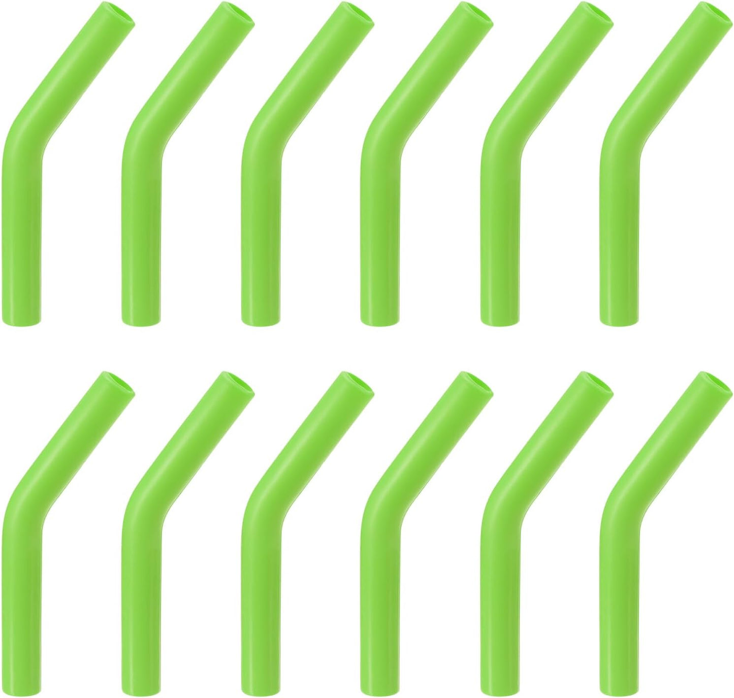 uxcell 12pcs Silicone Straw Tips, Silicone Straw Elbows Tip, Soft Reusable Metal Straw Covers Fit for 6mm/0.24" OD Stainless Steel Straws, Green