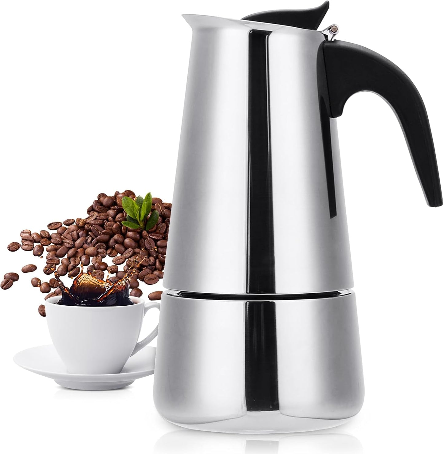 Stovetop Espresso Maker, 9 cup Moka Pot, Italian Coffee Maker Percolator, Stainless Steel Espresso Pots, 450ml/15oz(Espresso Cup=50ml/1.7oz) Coffee Pot Cafe Maker for Induction Cookers, Hobs