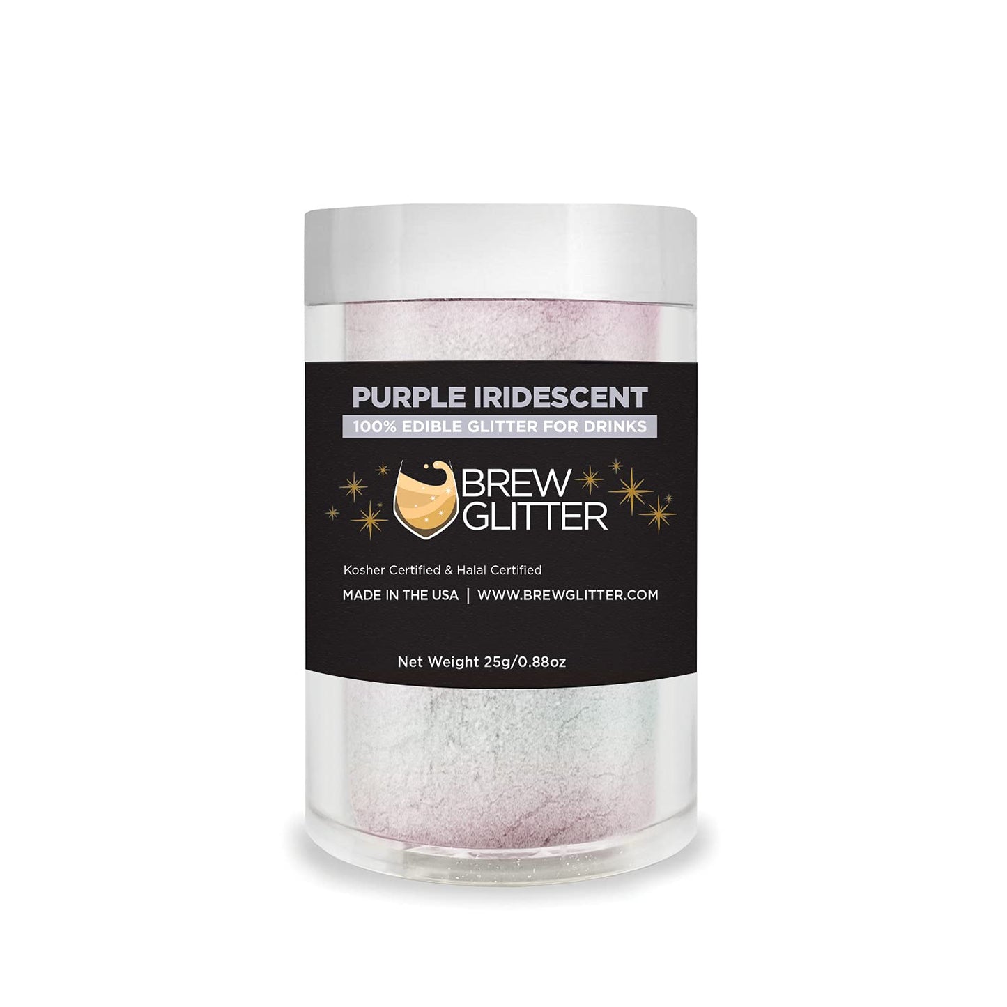Purple Iridescent BREW GLITTER Edible Glitter For Drinks, Cocktails, Beer, Garnish Glitter & Beverages | 100% Edible & Food Grade | Vegan, Gluten, Nut Free (25g, Purple Iridescent)
