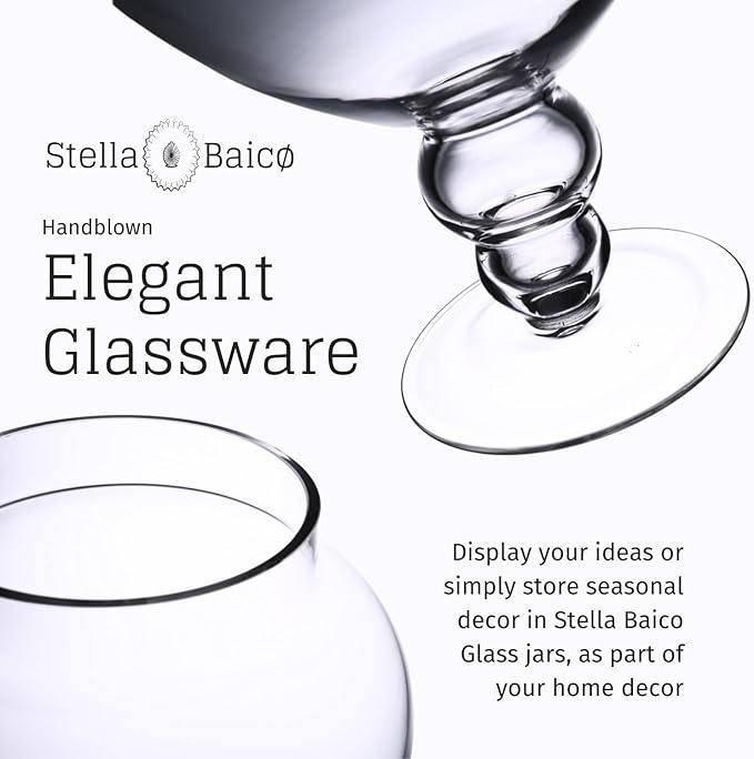 Large Glass Apothecary Jars with Lid, Clear Glass Candy Jar for Candy Buffet, Decorative Glass Jar for Party, Wedding and Home Decor, Elegant Glass Candy Canister (Height: 15", Diameter: 6.3")