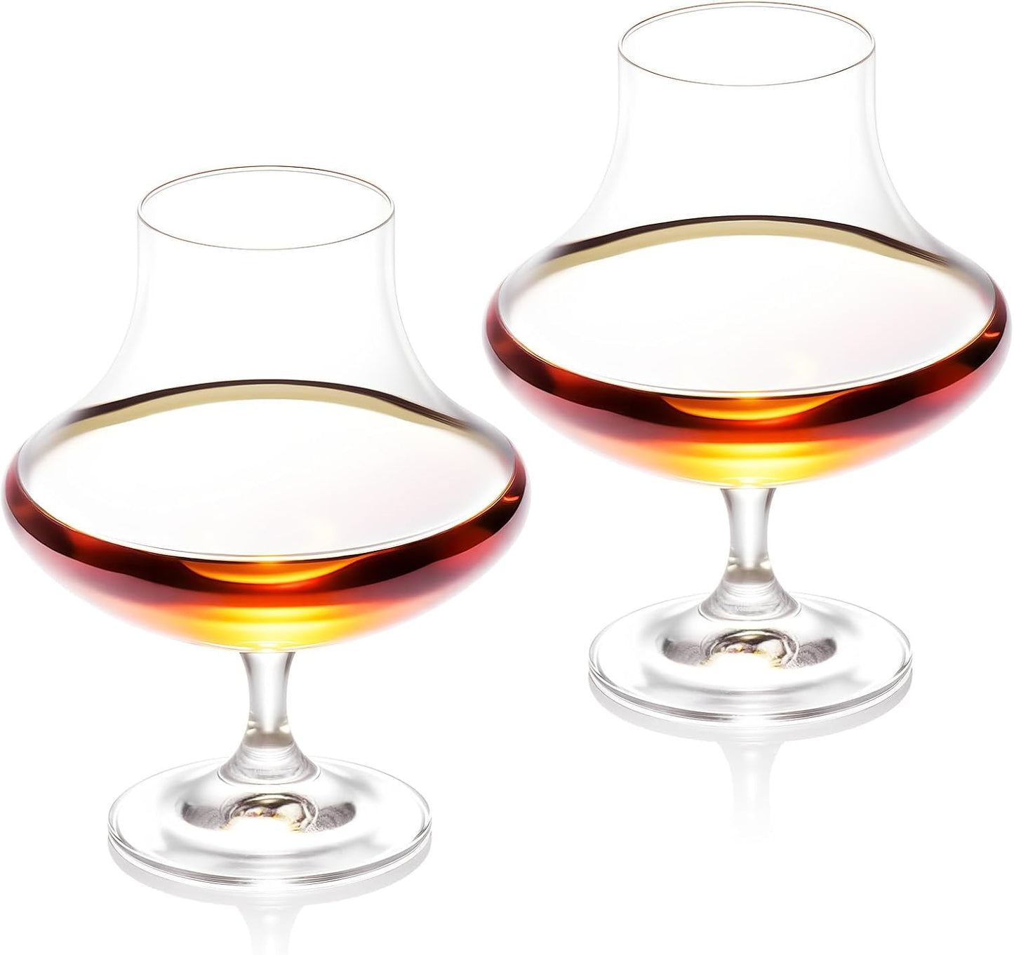 KAMMAK Short Glasses,9.4oz Crystal Cognac Glasses Set of 2, Brandy Glass with Short Stem, Elegant Clear Snifters Glasses Ideal for Outdoor, Wedding, Party, Birthday, Anniversaries, Christmas