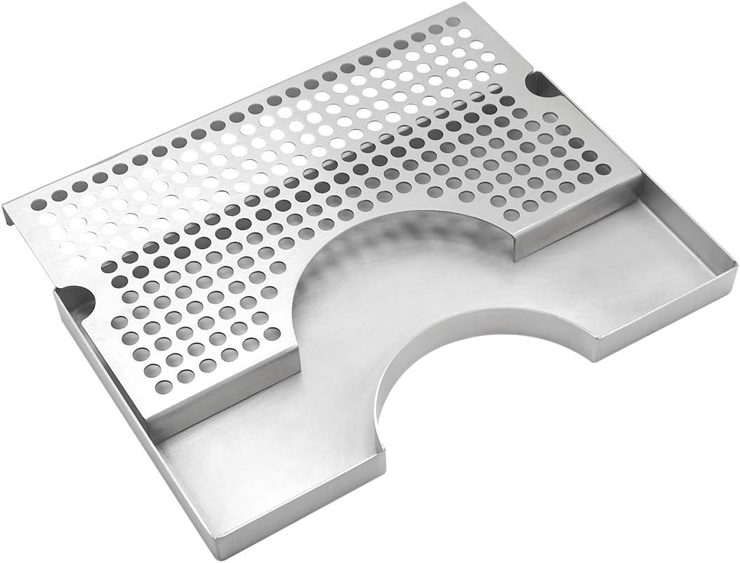 Kegerator Beer Drip Trays, Stainless Steel Keg Drip Tray with Non-Slip Rubber Pad, Premium Metal Beer Tower Drip Pan for Home Bar Mini Fridge without Drain