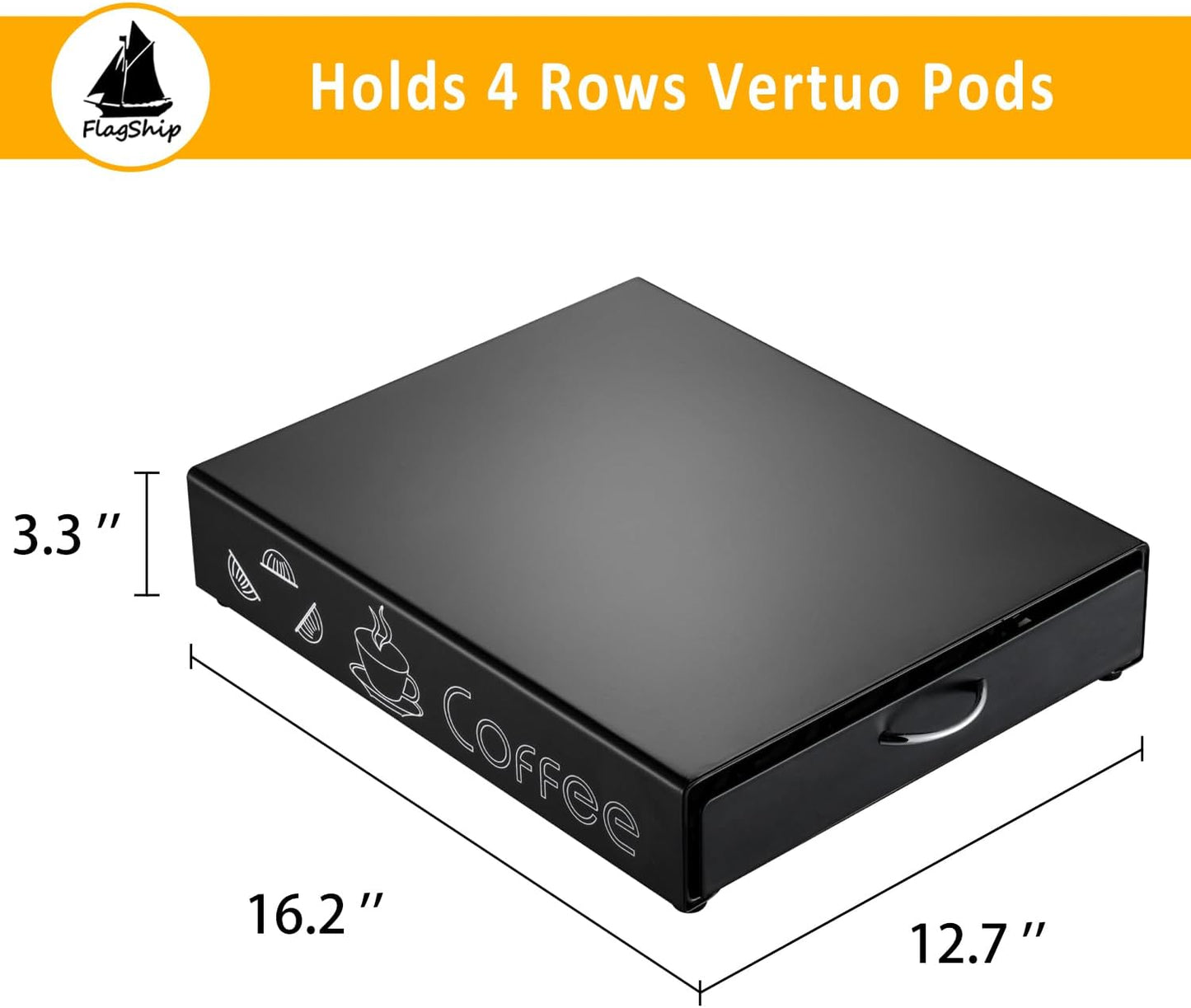 FlagShip for Nespresso Pod Holder Coffee Pod Drawer for Vertuo Pod Organizer Graffiti Style Large Capacity Fits All Size Vertuo Pods