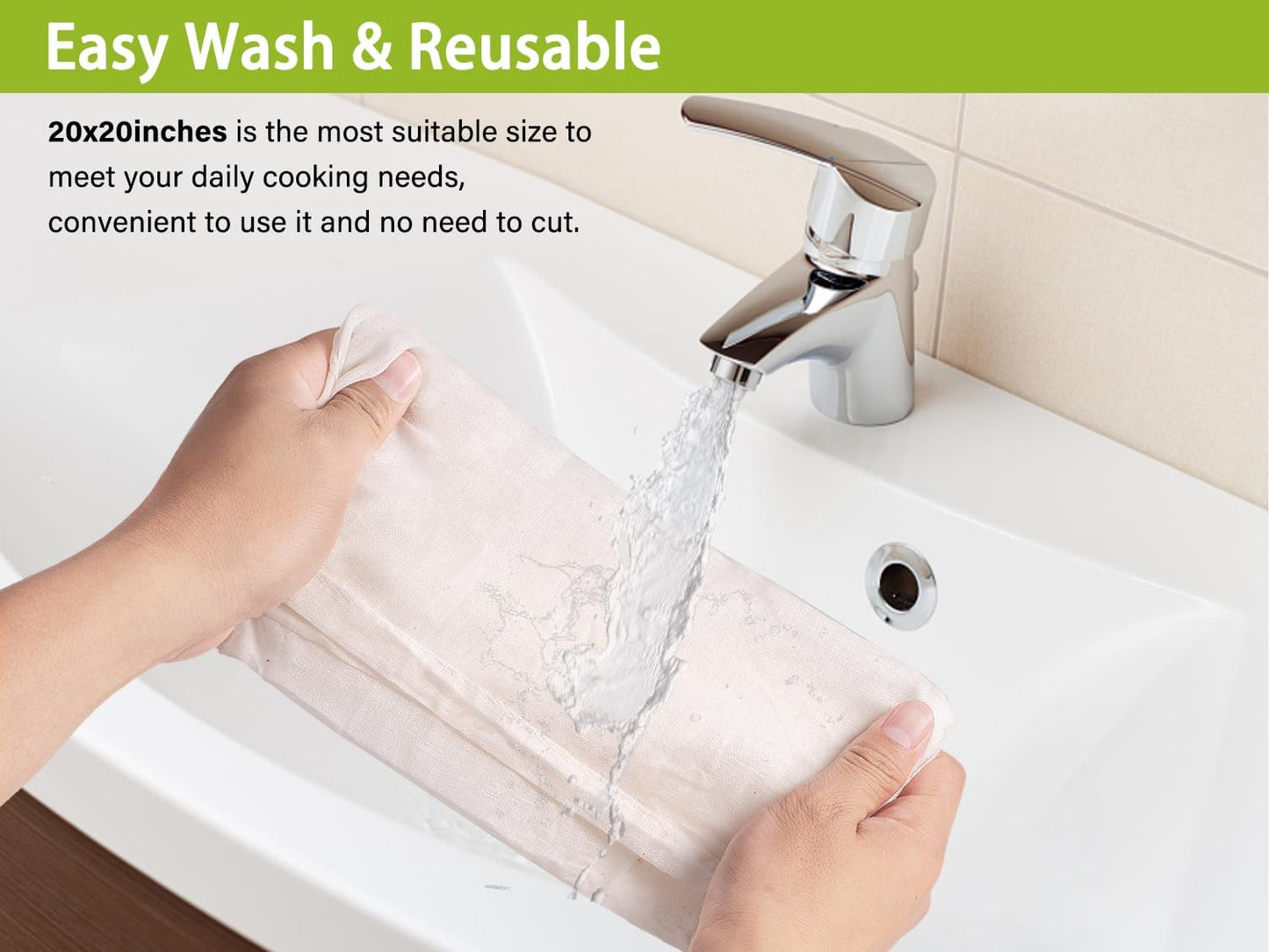 Organic Cheese Cloths, GOTS Certified, 8PCS, Grade 100, 20x20Inch Hemmed Cheese Cloth Fabric Reusable Fine Mesh Cloth, 100% Cotton Unbleached Muslin Cheesecloth for Straining, Cooking, Baking, Cheese