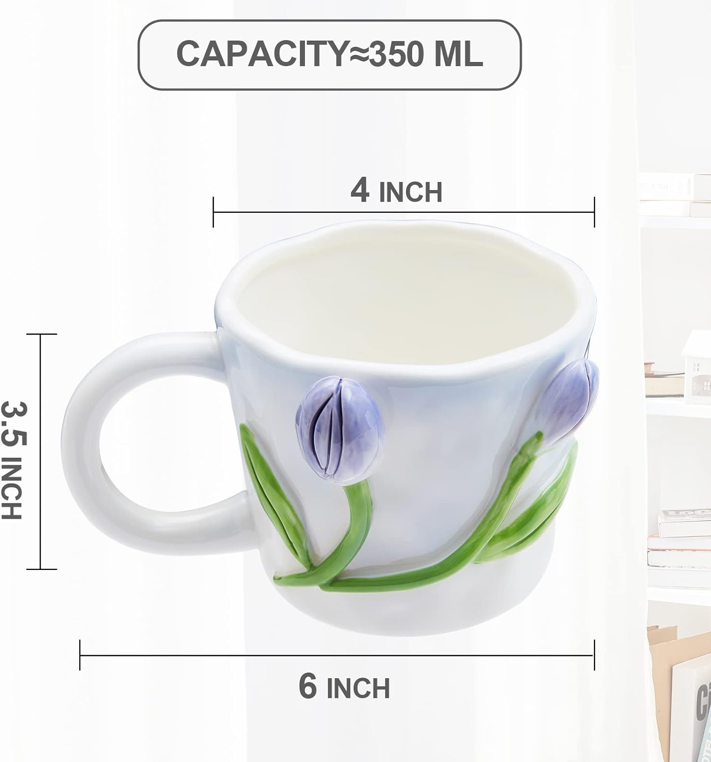 3D Flower Coffee Mug Lily of the Valley Ceramic Cup,12 oz Cute Handmade Mugs,Christmas Birthday Surprise for Friends Family or Flower Lovers (Pink Lily of the Valley)