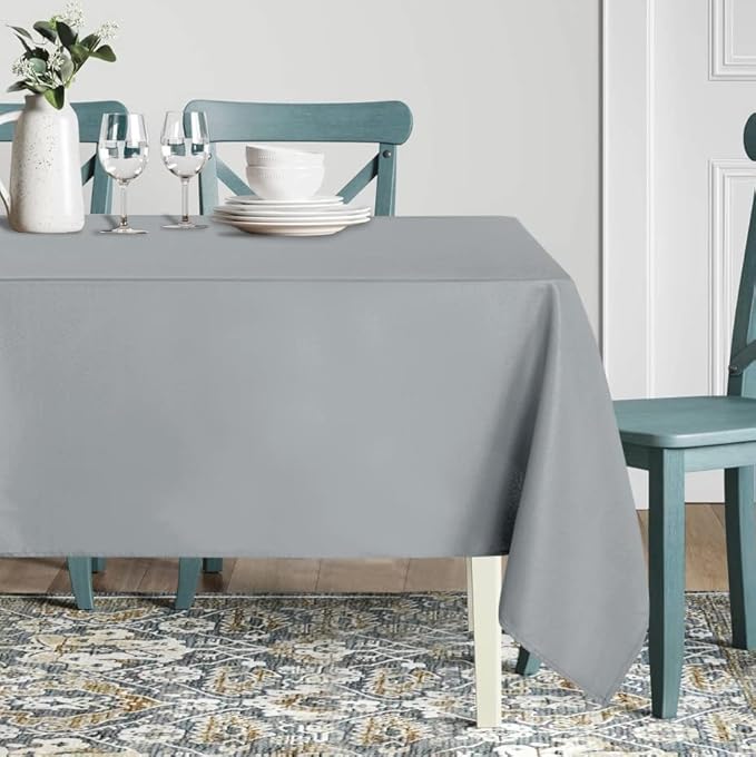 sancua Square Tablecloth - 54 x 54 Inch - Stain and Wrinkle Resistant Washable Polyester Table Cloth, Decorative Fabric Table Cover for Dining Tables, Buffet Parties and Camping, Silver Grey