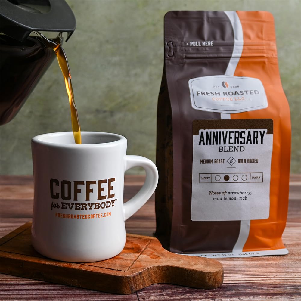 Fresh Roasted Coffee, Anniversary Blend, 12 oz, Medium Roast, Kosher, Whole Bean