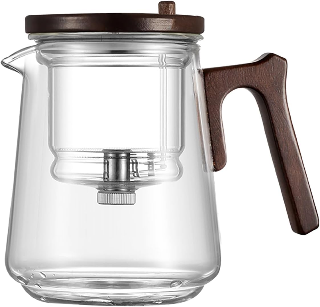 Glass Teapot with Removable Infuser, Loose Leaf Tea Brewing (7-shaped handle)