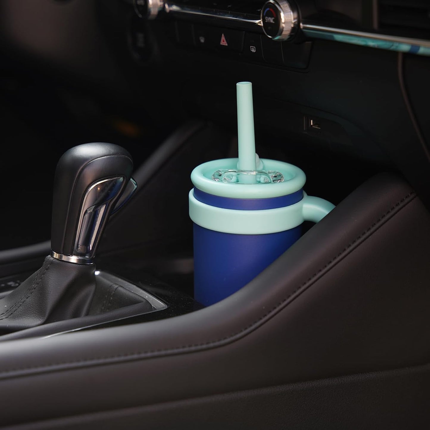 18 oz Tumbler with Side Handle, Insulated Water Bottle with Straw and 2 in 1 Lid, Stainless Steel Cup Travel Coffee Mug for Sports Office Gym,Purple