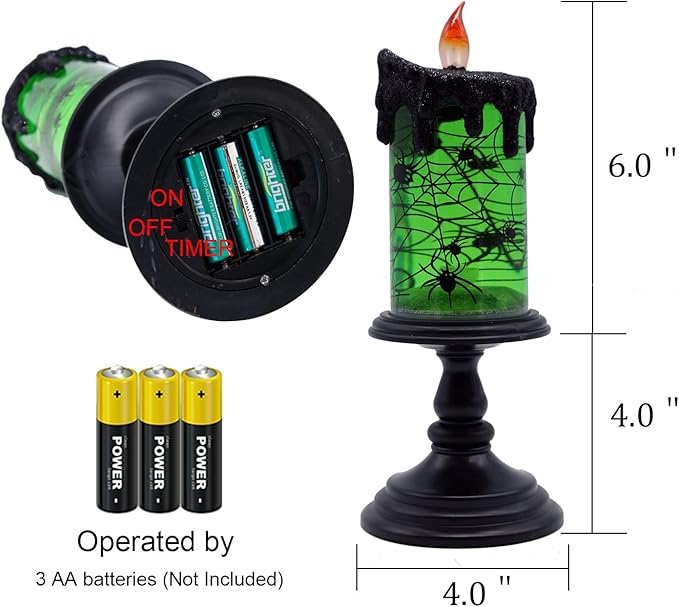 Eldnacele Halloween Snow Globe Candles Lighted Lamp, Battery Operated Spooky Spinning Water Glittering Tornado Candle Flameless Candles Table Centerpiece for Halloween Decoration Indoor(Spider)