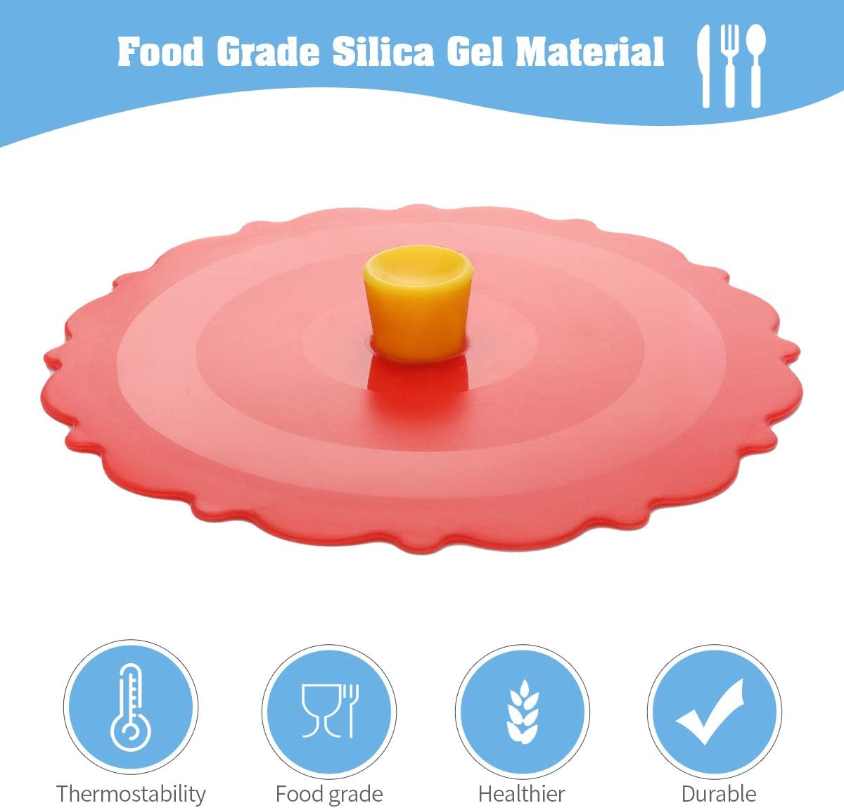 Silicone Cup Covers (Set of 4) ， Multicolored Silicone Lids for Mugs, Cups, Tea Pots,Flexible Mug Covers，Hot Cup Lids for Coffee & Tea