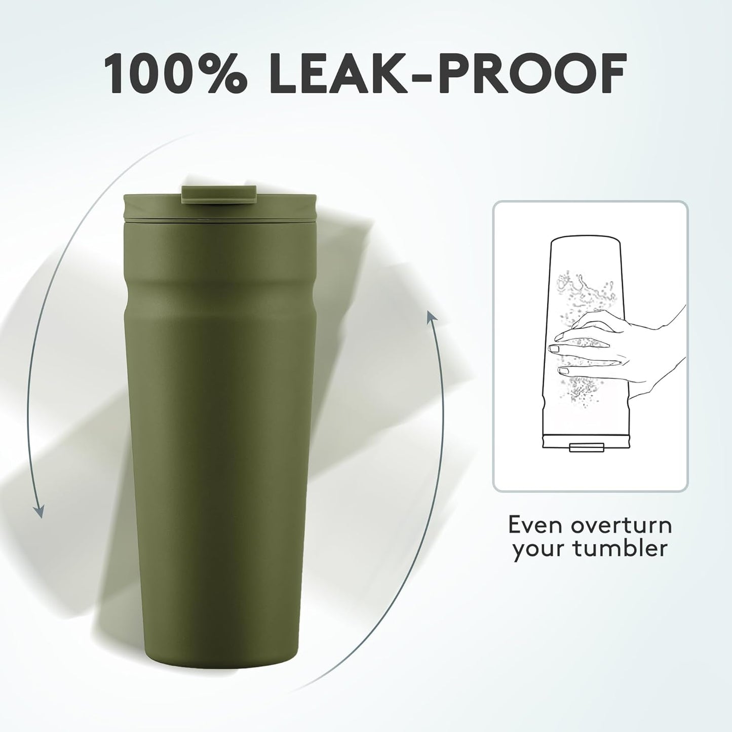 COKTIK 24oz Insulated Tumbler with Lid and Straw 2 Lids (Straw/Flip) Iced Coffee Cup Reusable Stainless Steel Travel Mug Water Bottle Cupholder Friendly for Women Men Her Him (Olive)