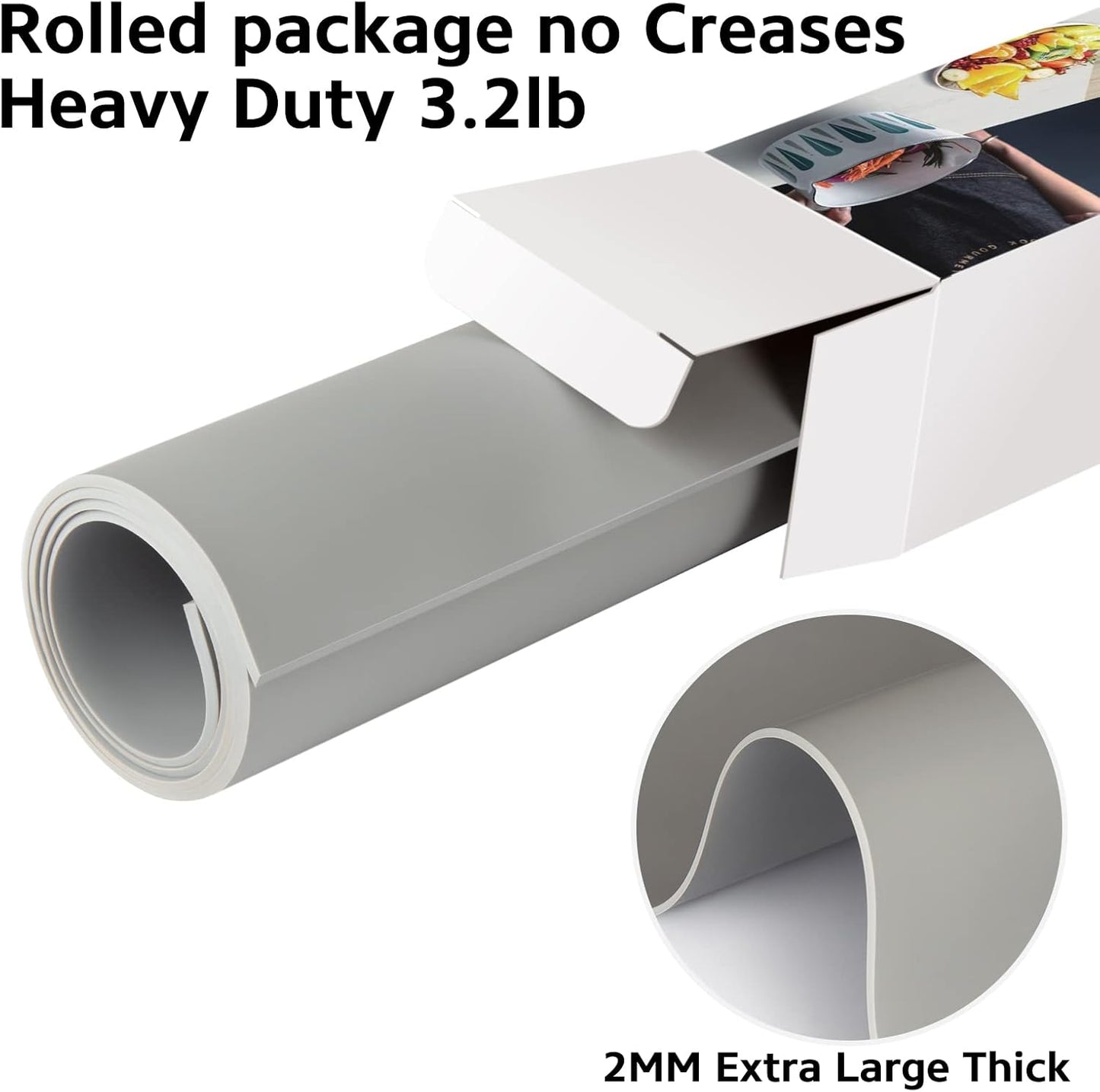 Silicone Mat Heat Resistant Mats for Countertop, Multipurpose Large Silicone Mats for Crafts Kitchen Workbench Size 36x24 inches Thick 2mm,Rolled Package,Grey