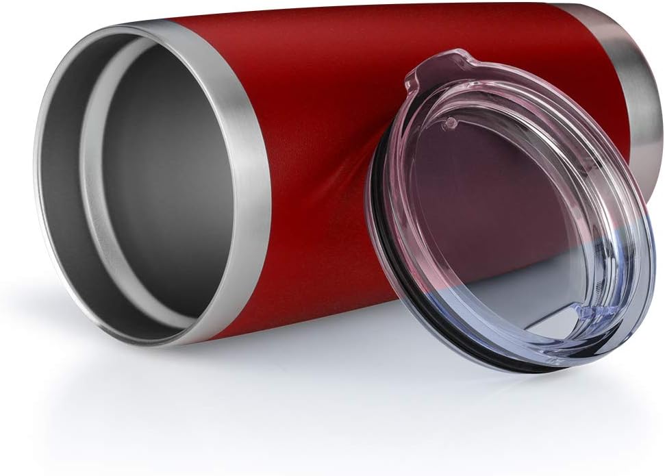 20oz Tumbler Bulk Stainless Steel Vacuum Insulated Tumblers with Lid Double Wall Travel Mug, Durable Powder Coated Coffee Cup, Suitable for Ice Drinks and Hot Beverage (Red 6pack)