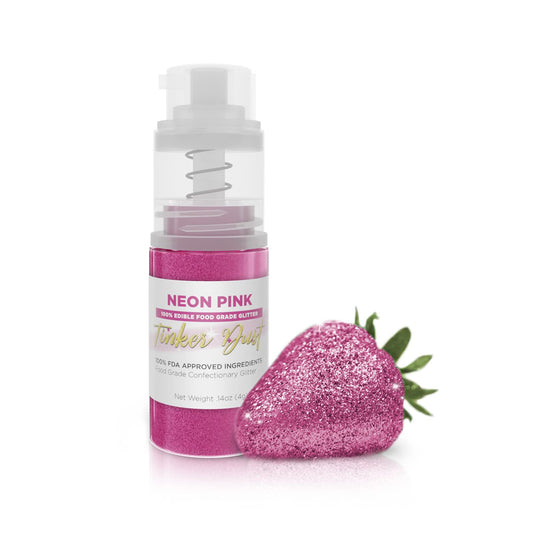 Bakell - Neon Pink Tinker Dust (4g, 1x Mini Spray Pump) Edible Glitter for Food, Desserts, and Beverages!