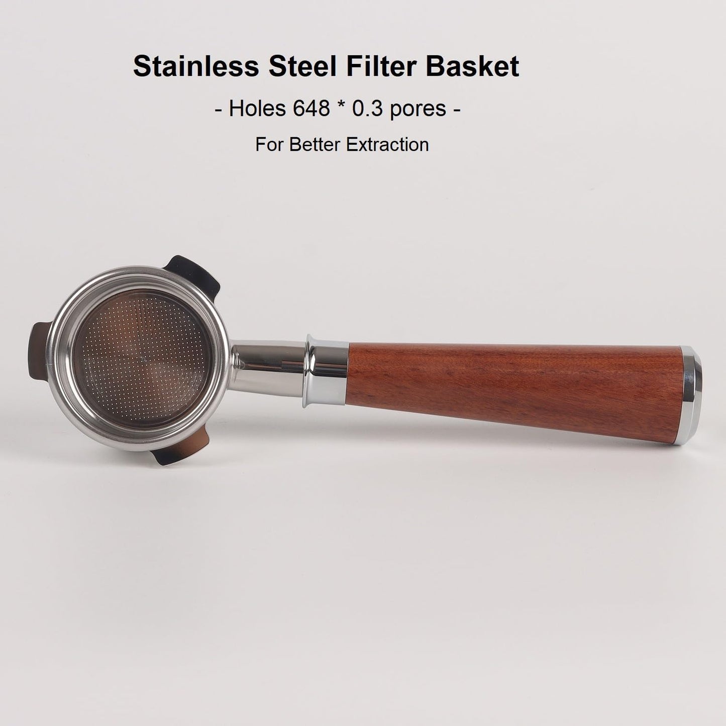 Bottomless Portafilter 54mm Compatible for Breville Barista Express, Pro, Touch, and Impress | Wooden Handle