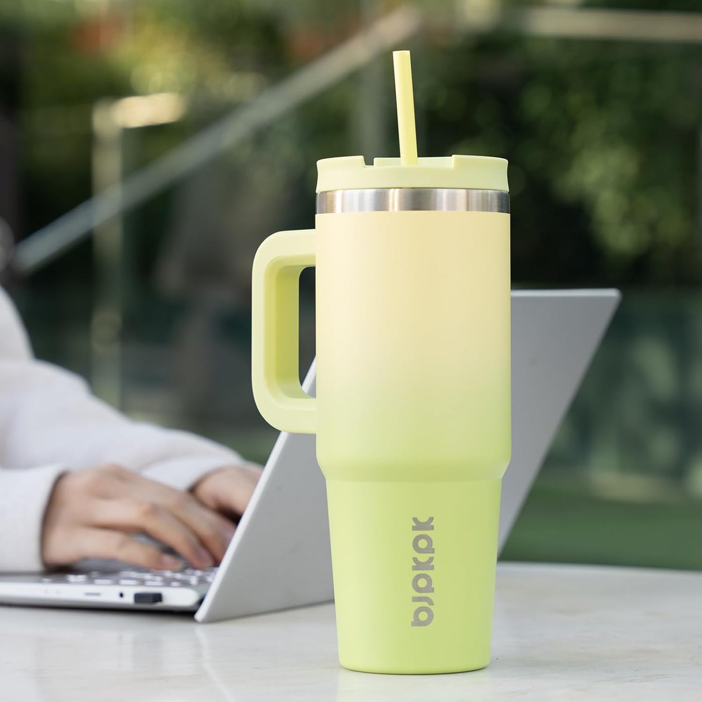 BJPKPK 30 oz Insulated Tumbler With Lid And Straw Stainless Steel Tumblers Cup With Handle For Women And Men,Turquoise